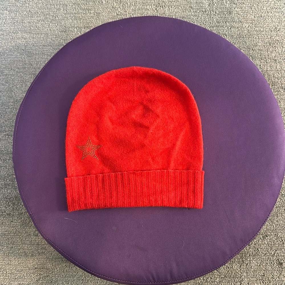 new tomato red rockstar 27 MILES MALIBU cashmere beanie hat - O/S